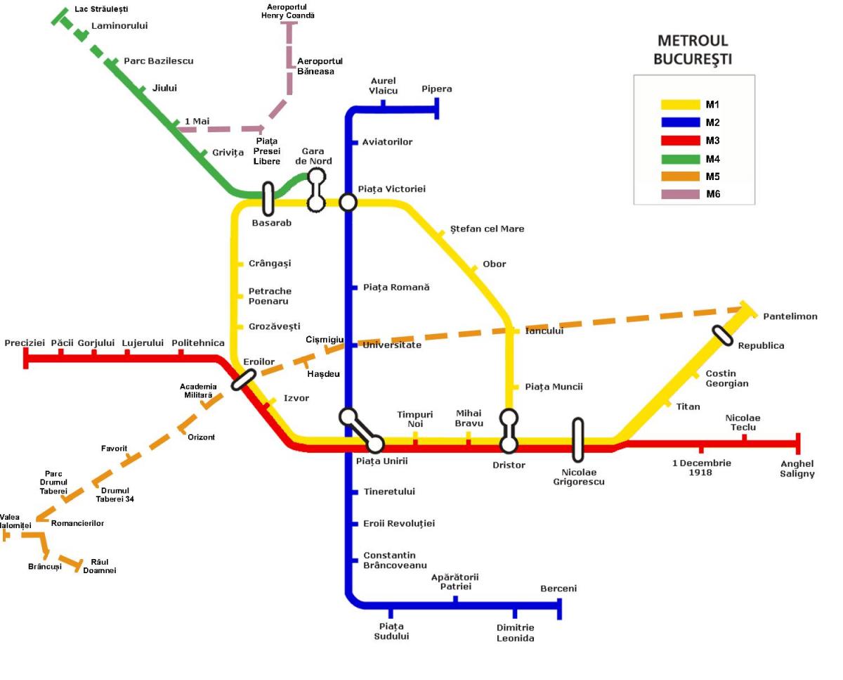 plan du métro de bucarest, roumanie
