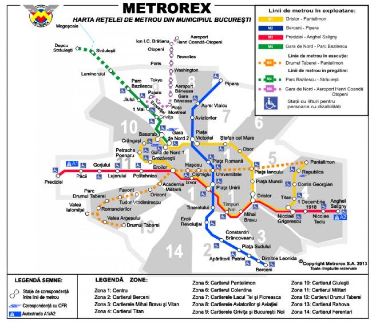 carte du métro de bucarest